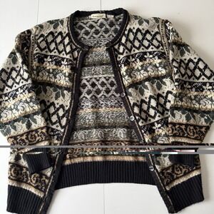 Vintage Jason Maxwell Patterned Knit Sweater Cardigan Women's‎ Size Large Purple